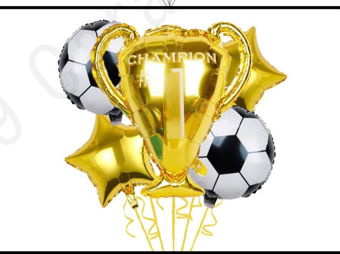 5 pcs Soccer Campion Foil Balloon Set
