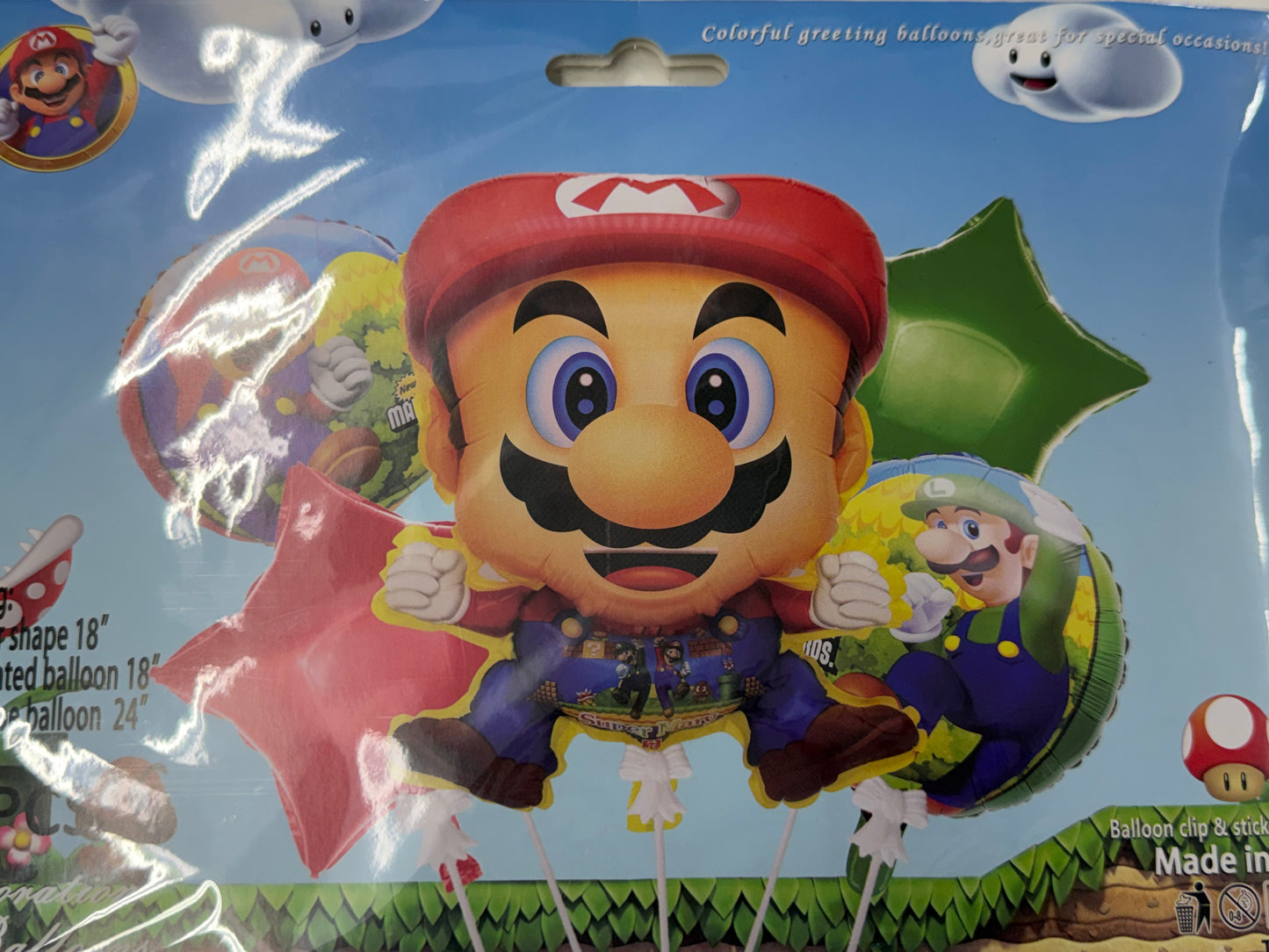 5pcs Mario Foil Balloon