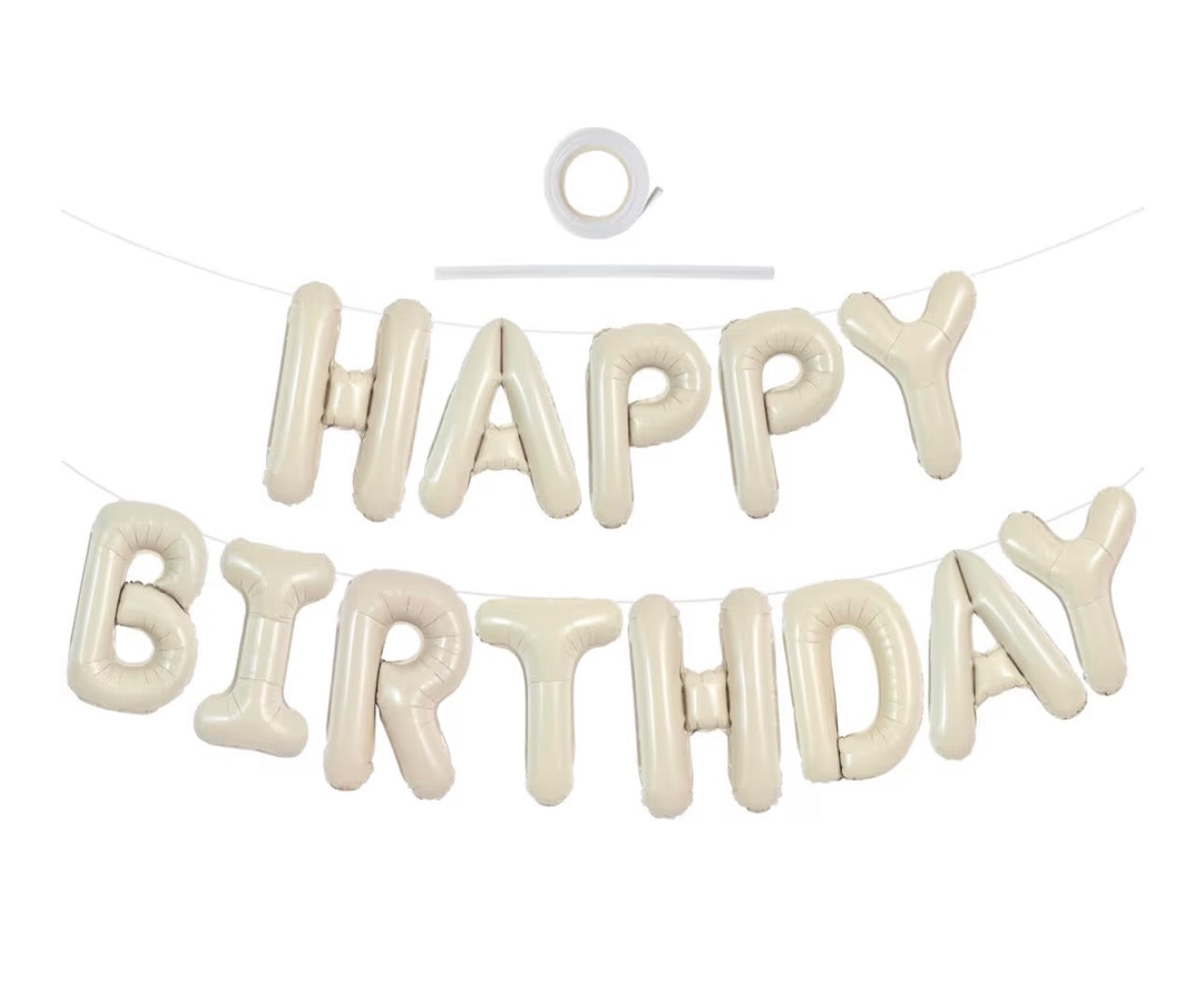 Cream Happy Birthday Foil Balloon Banner