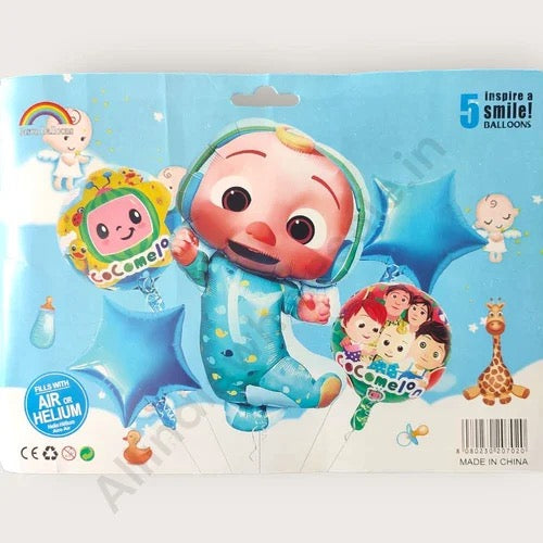 5 pcs Cocomelon Foil Balloon set