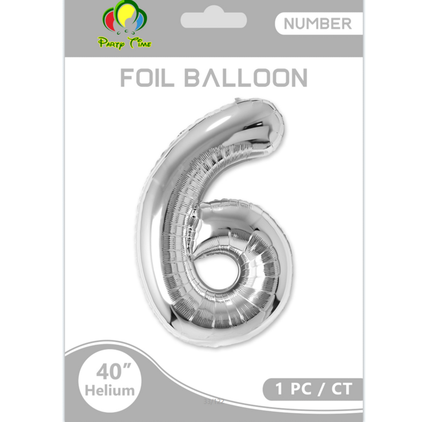 40″ Number 6 Foil Balloon, Silver