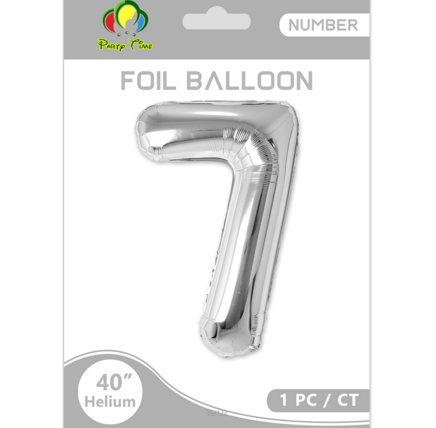 40″ Number 7 Foil Balloon, Silver