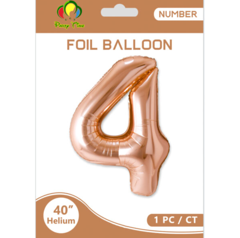 40" Number 4 Foil Balloon Rose Gold