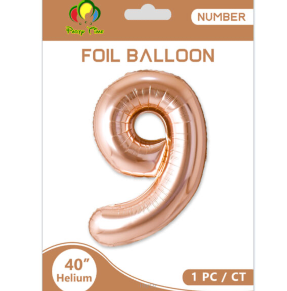 40" Number 9 Foil Balloon Rose Gold