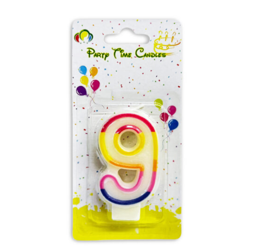 Number 9. Candle Multicolor Birthday Candle