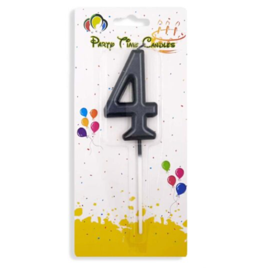 Number 4 Candle Black Birthday Candle