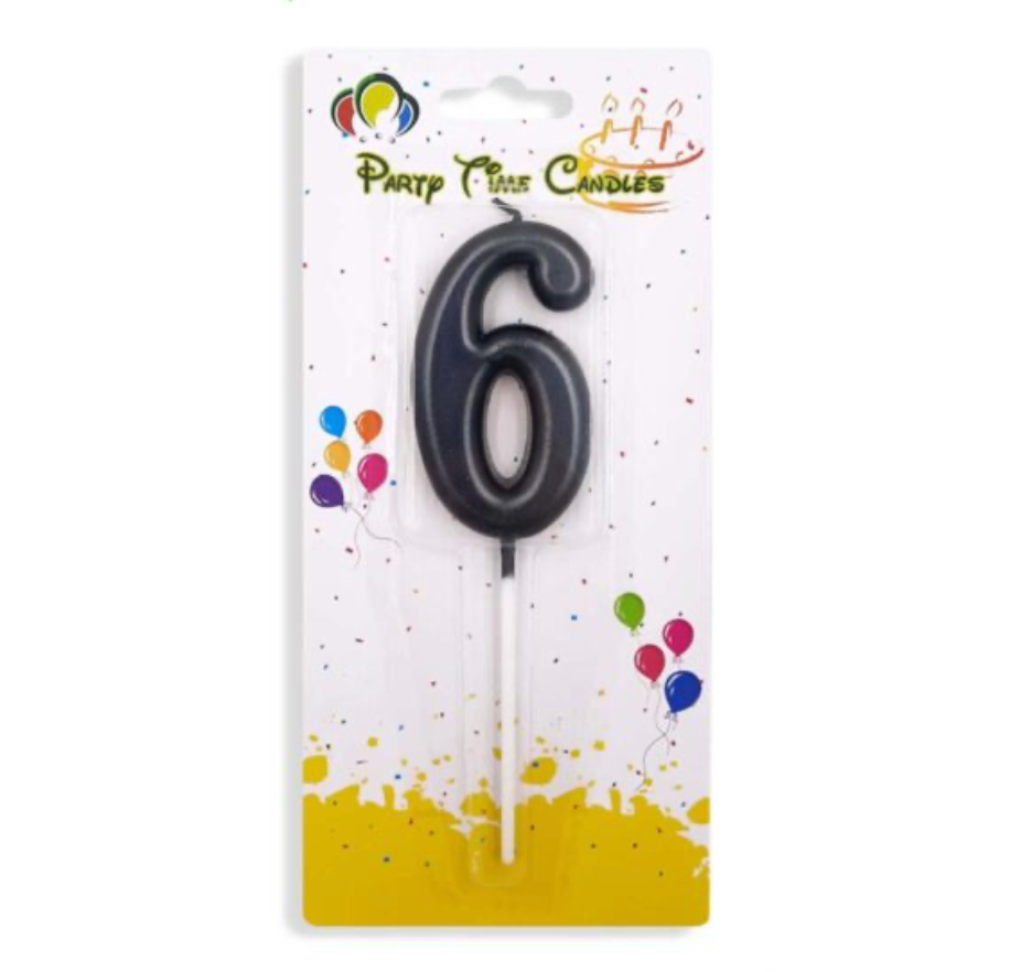 Number 6 Candle Black Birthday Candle