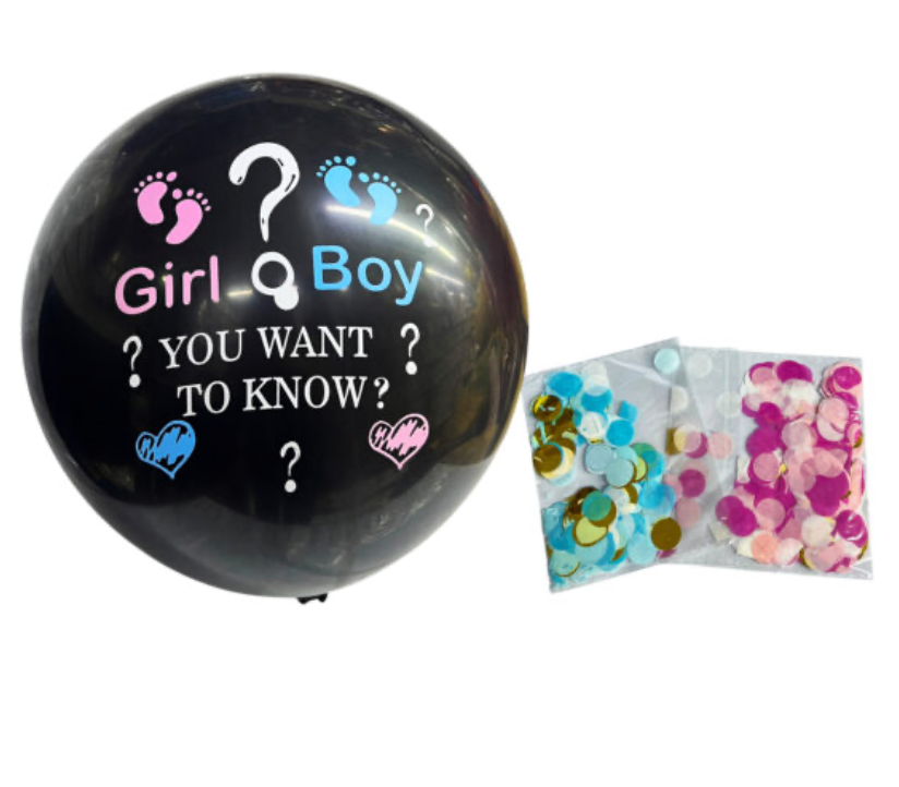 1pcs 18inch Girl or Boy Latex Balloon with Confetti – Gender Reveal Decorations