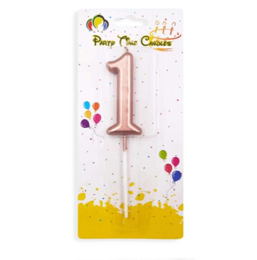 Number 1 candle Rose Gold Birthday Candle