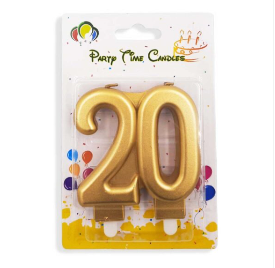 Number 20 Birthday Candle Gold