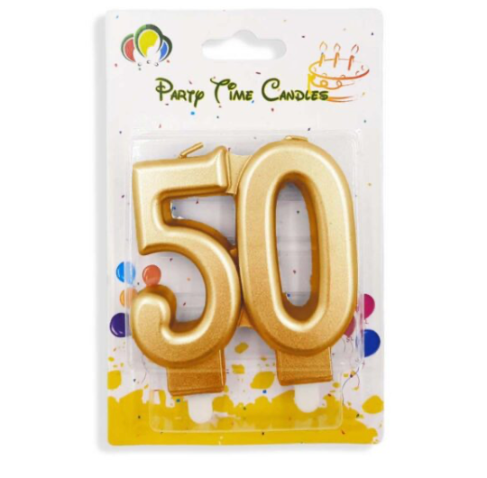 Number 50 Birthday Candle Gold