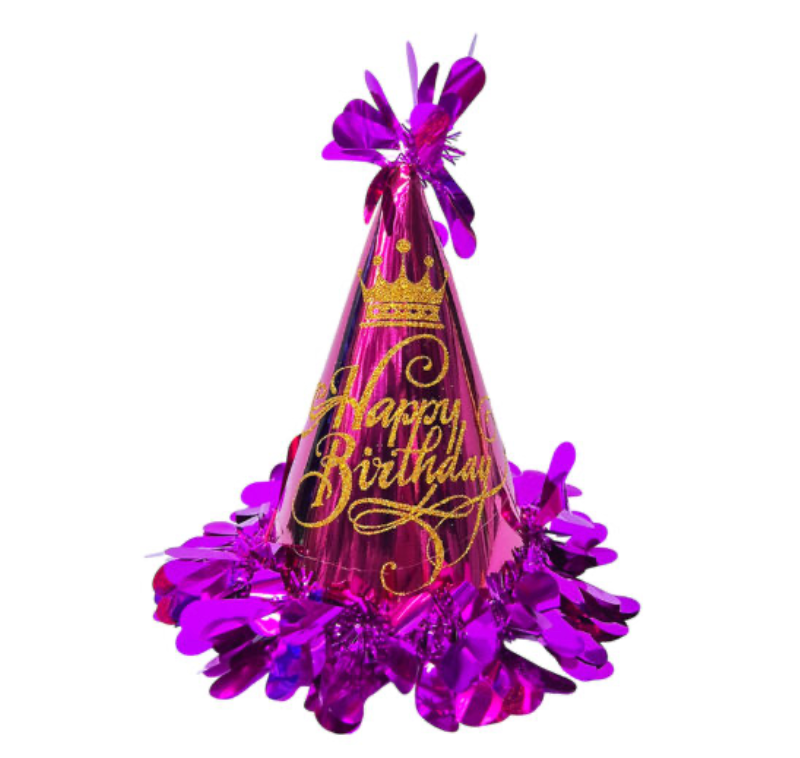 1pc 20cm Shiny Pink Happy Birthday Party Hats, Party Favors