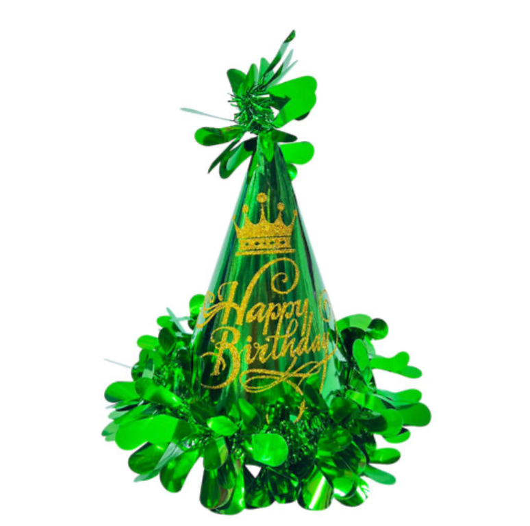 1pc 20cm Shiny Green Happy Birthday Party Hats, Party Favors