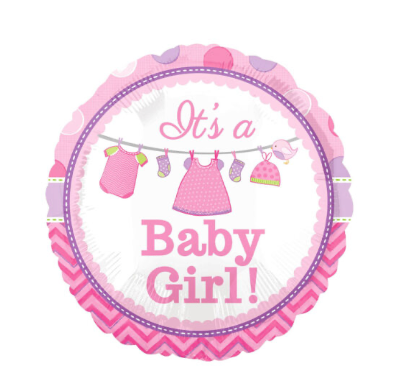 1pc 18″ It’s A Baby Girl Round Foil Balloon, Gender Reveal Decorations