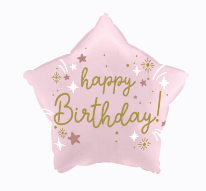 1 Piece 18" Star Happy Birthday Foil Balloon Pink