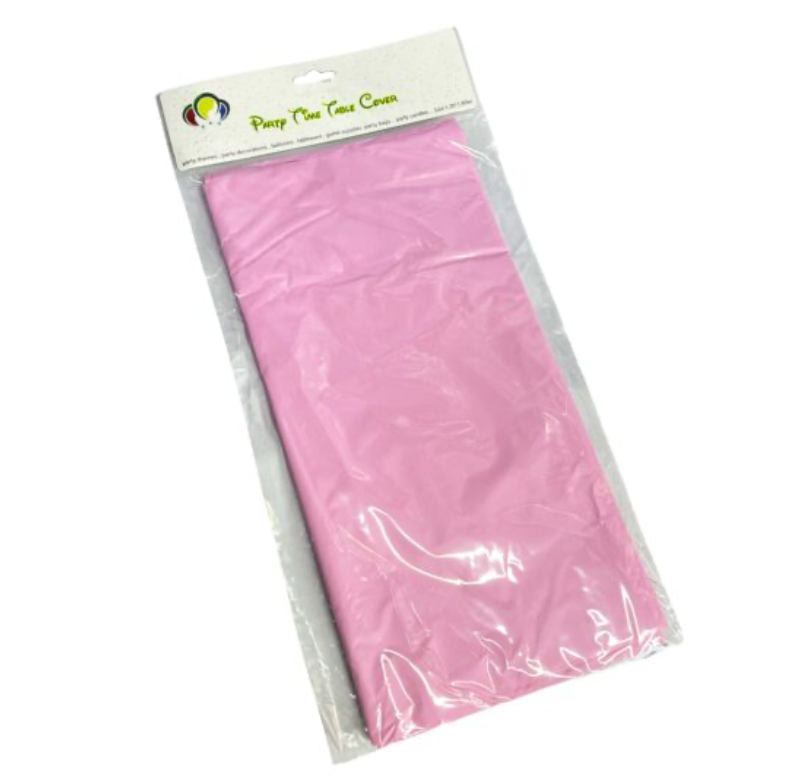 1-Piece 180cmx120cm Plastic Table Cover, Light Pink