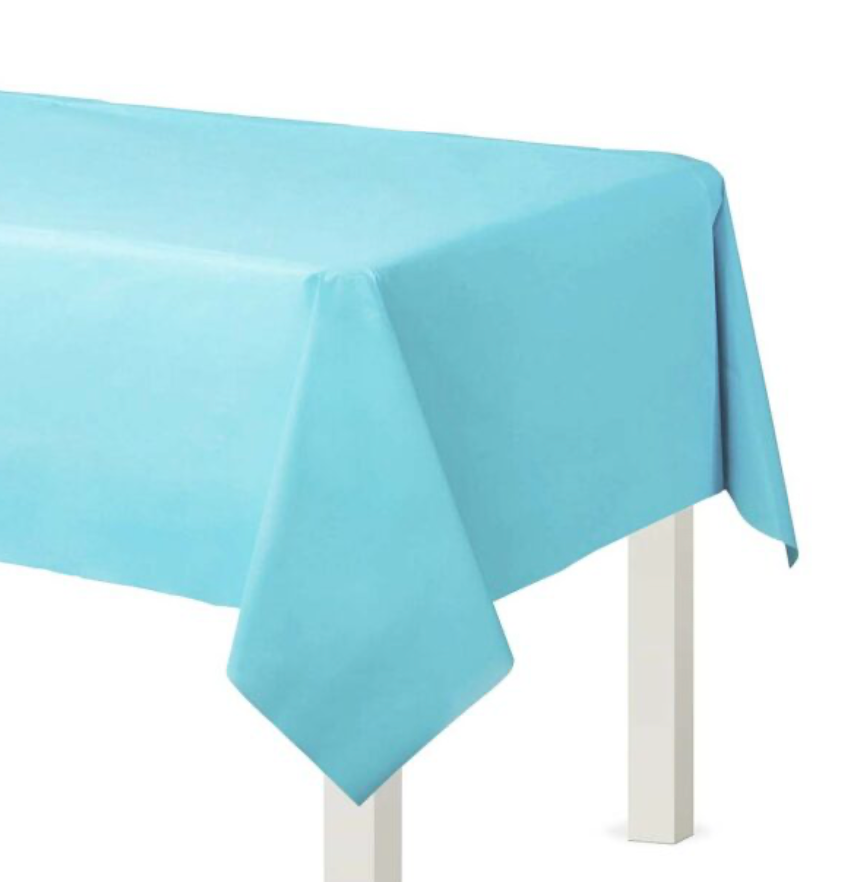 1-Piece 180cmx120cm Plastic Table Cover, Light Blue