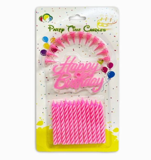 13pcs Happy Birthday Candle Set, Pink