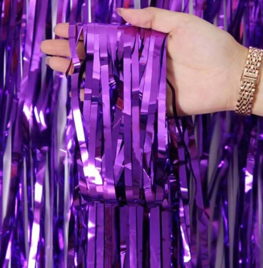 Purple Shiny Foil fringe Curtain