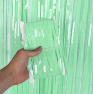 Pastel Green Foil Fringe Curtain