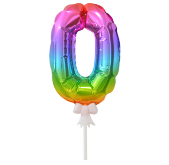 Auto Inflate Rainbow 0 Cake Topper