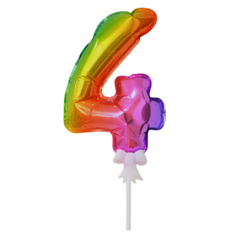 7" Auto Inflate Rainbow 4 Cake Topper