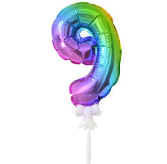 7" Auto Inflate Rainbow 9 Cake Topper