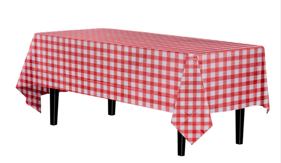Red/White Patter Plastic table Cover