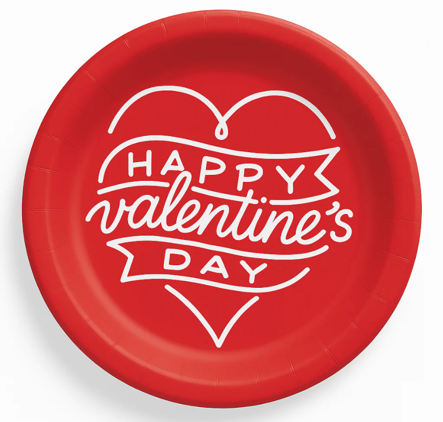Red Happy Valentines Day Plate