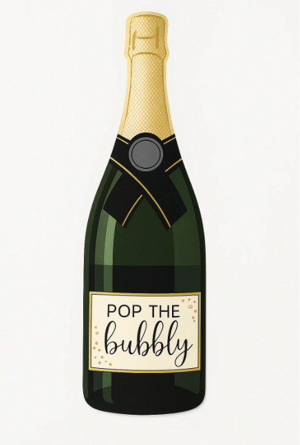 Jumbo "Pop The Bubbly" Champagne Bottle Cutout Decoration