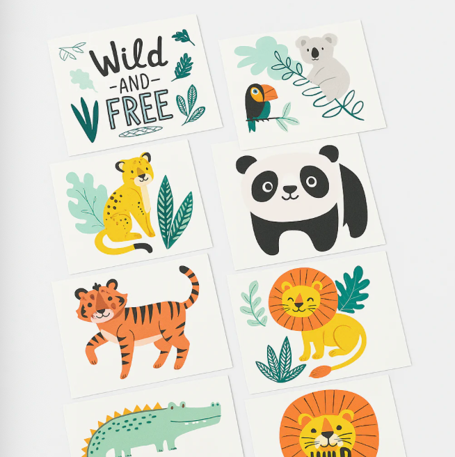 Wild And Free Jungle Animal Temporary Tattoos