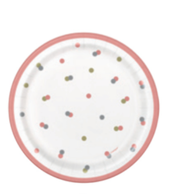 Rose Gold Polka Dot Paper Plate