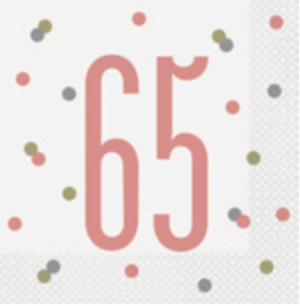 Rose Gold 65th Birthday Luncheon Napkins