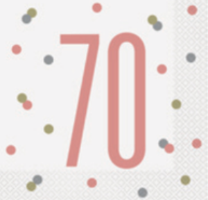 Rose Gold 70th Birthday Luncheon Napkins