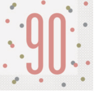 Rose Gold 90th Birthday Luncheon Napkins