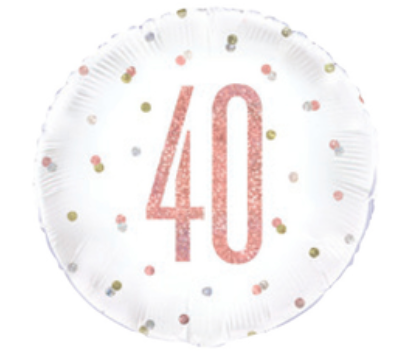 Rose Gold 40th Birthday Round Foil Balloon