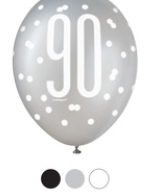 90th Birthday 6Ct Latex Balloon