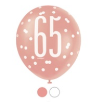 65th Birthday 6Ct Latex Balloon