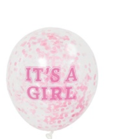 Its a girl pink with confetti Latex Balloon