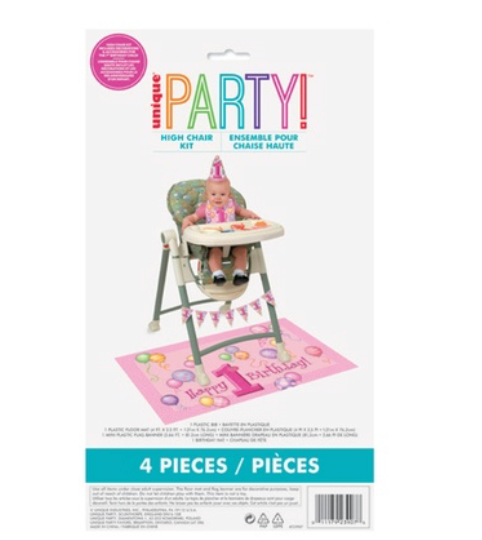 Pink 1st Birthday Decoration Set