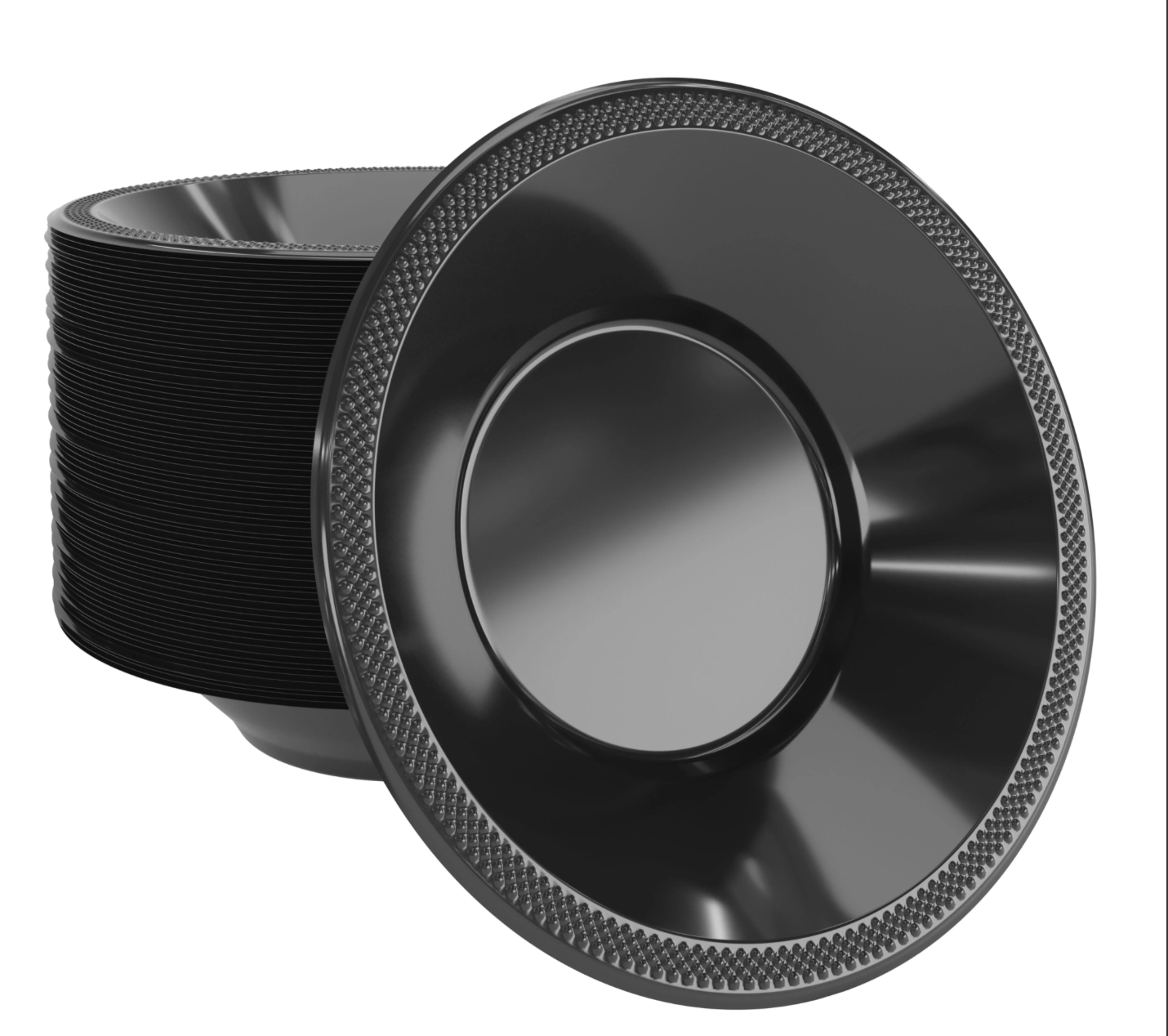 12 Oz. Black Plastic Bowl 50ct
