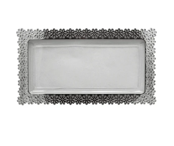 2 Count Silver Edged Flower Tray 6x14 In.
