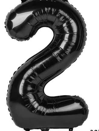32" Black Number 2 Foil Balloon
