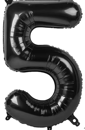 32" Black Number 5 Foil Balloon
