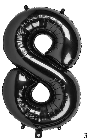 32" Black Number 8 Foil Balloon