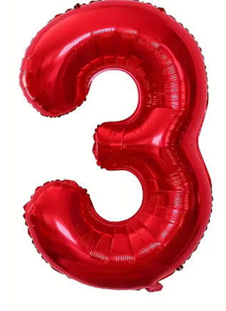 32" Red Number 3 Foil Balloon