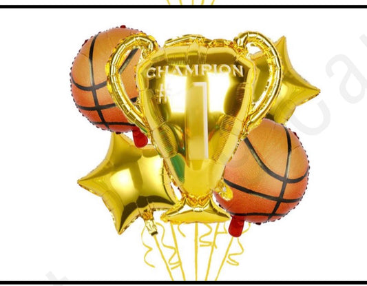 5 pcs Basket Ball Champion Foil Balloon Set