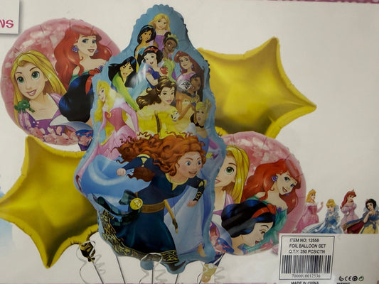 5 pcs Disney Princesses Foil Balloon Set