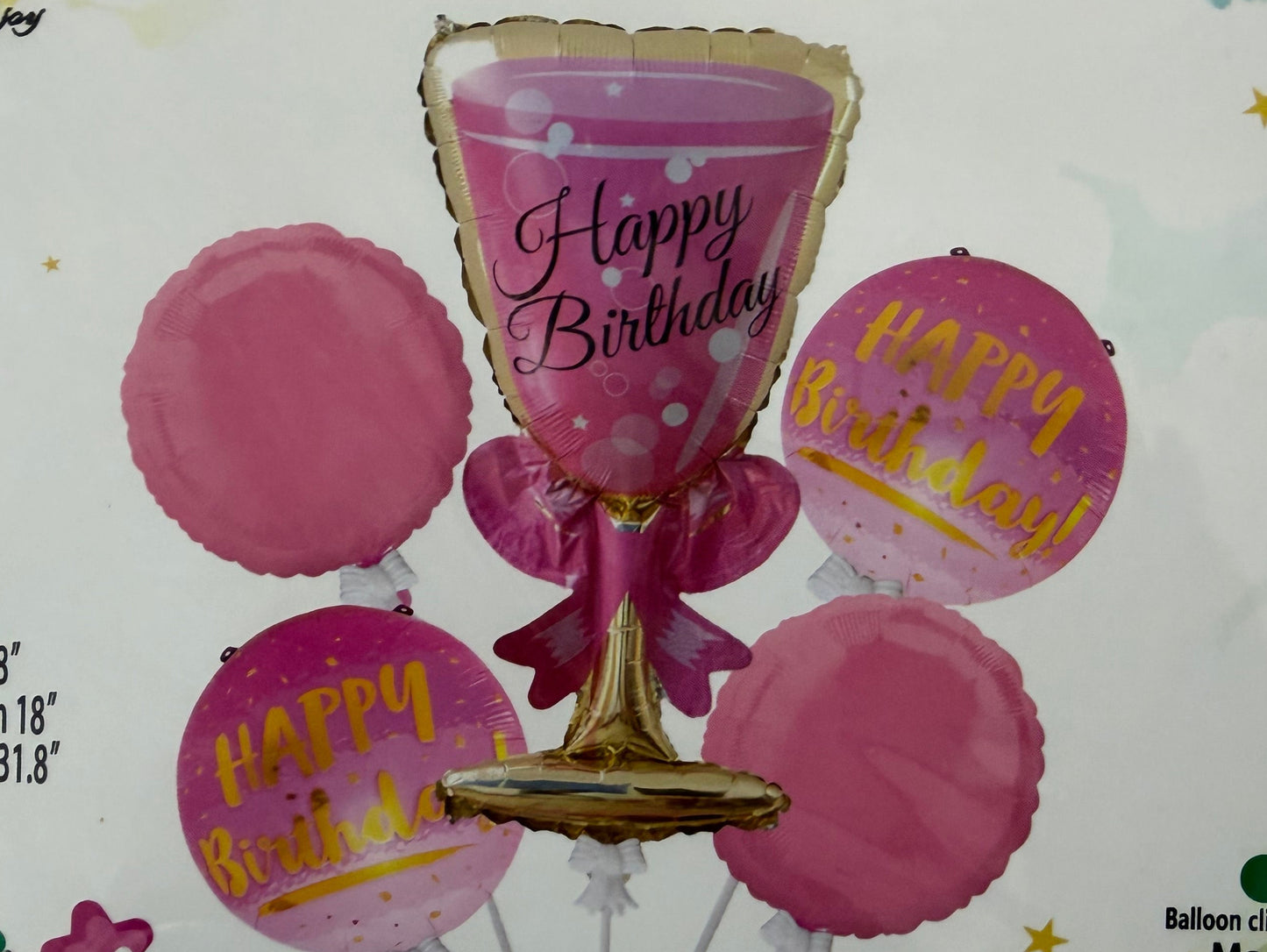 5 pcs Pink Flute Glass Foil Balloon set