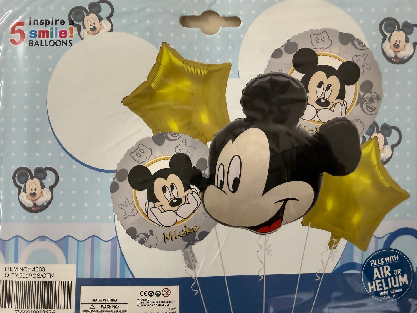 5 pcs Micky Mouse Foil Balloon Set
